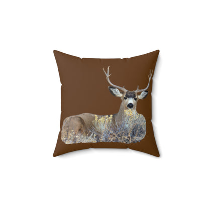 Mule Deer Buck Moment   Spun Polyester Square Pillow
