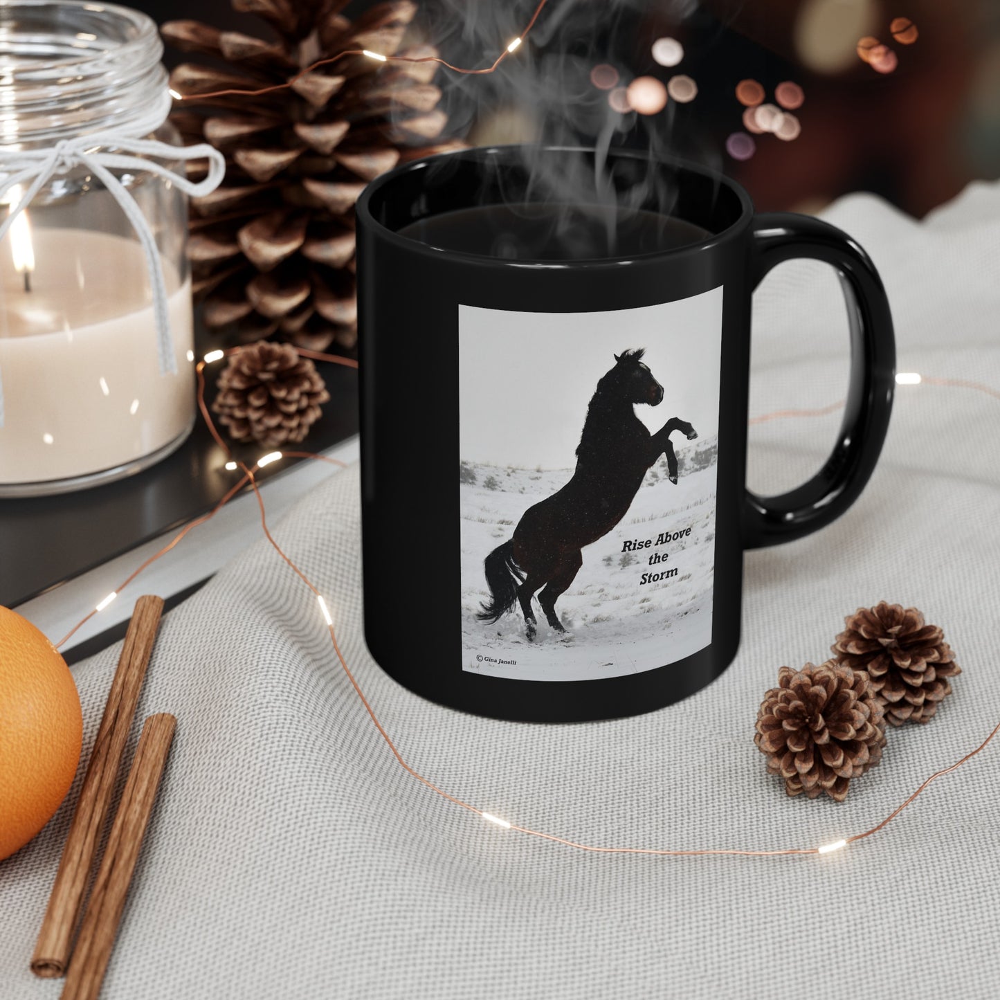 Rise Above the Storm Black Mug (11oz