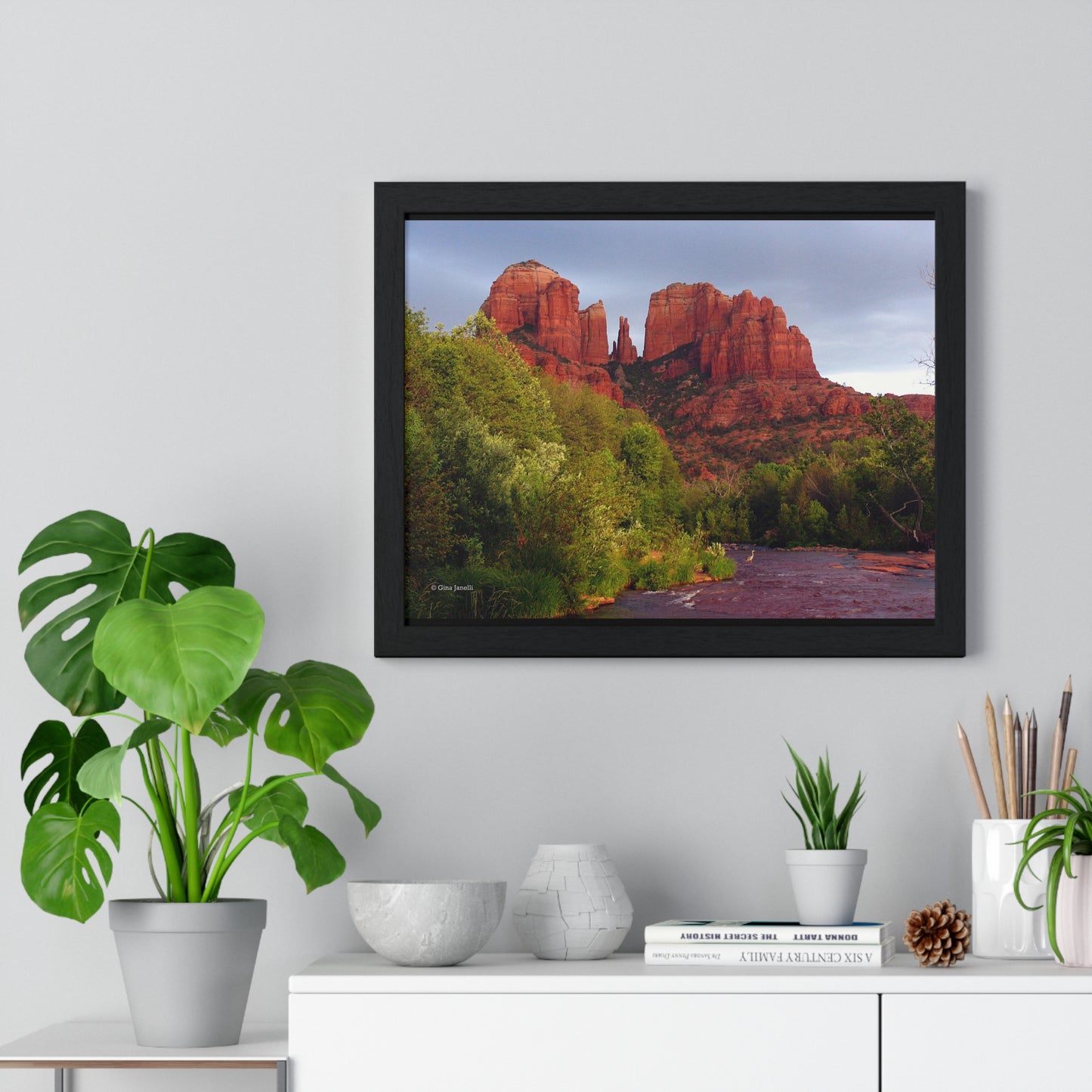 Cathedral Rock & Great Blue Heron, Sedona Az.                            Premium Framed Horizontal Poster