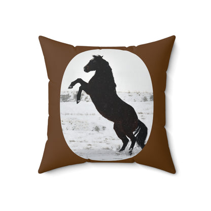 Snow storm - Quarter Horse      Spun Polyester Square Pillow