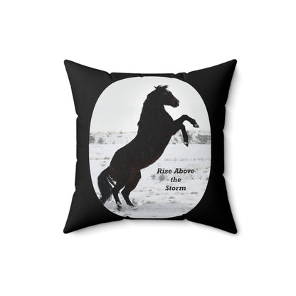 Rise above the storm - Quarter Horse    Spun Polyester Square Pillow