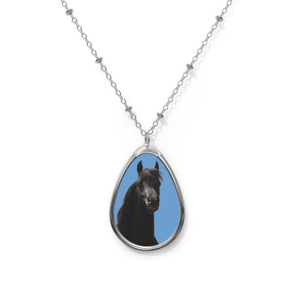 Arabian Black Stallion       Oval Necklace