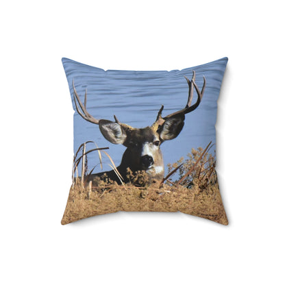 Mule Deer Buck       Spun Polyester Square Pillow