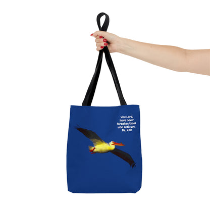 Ps. 9:10 with soaring Pelican       AOP Tote Bag