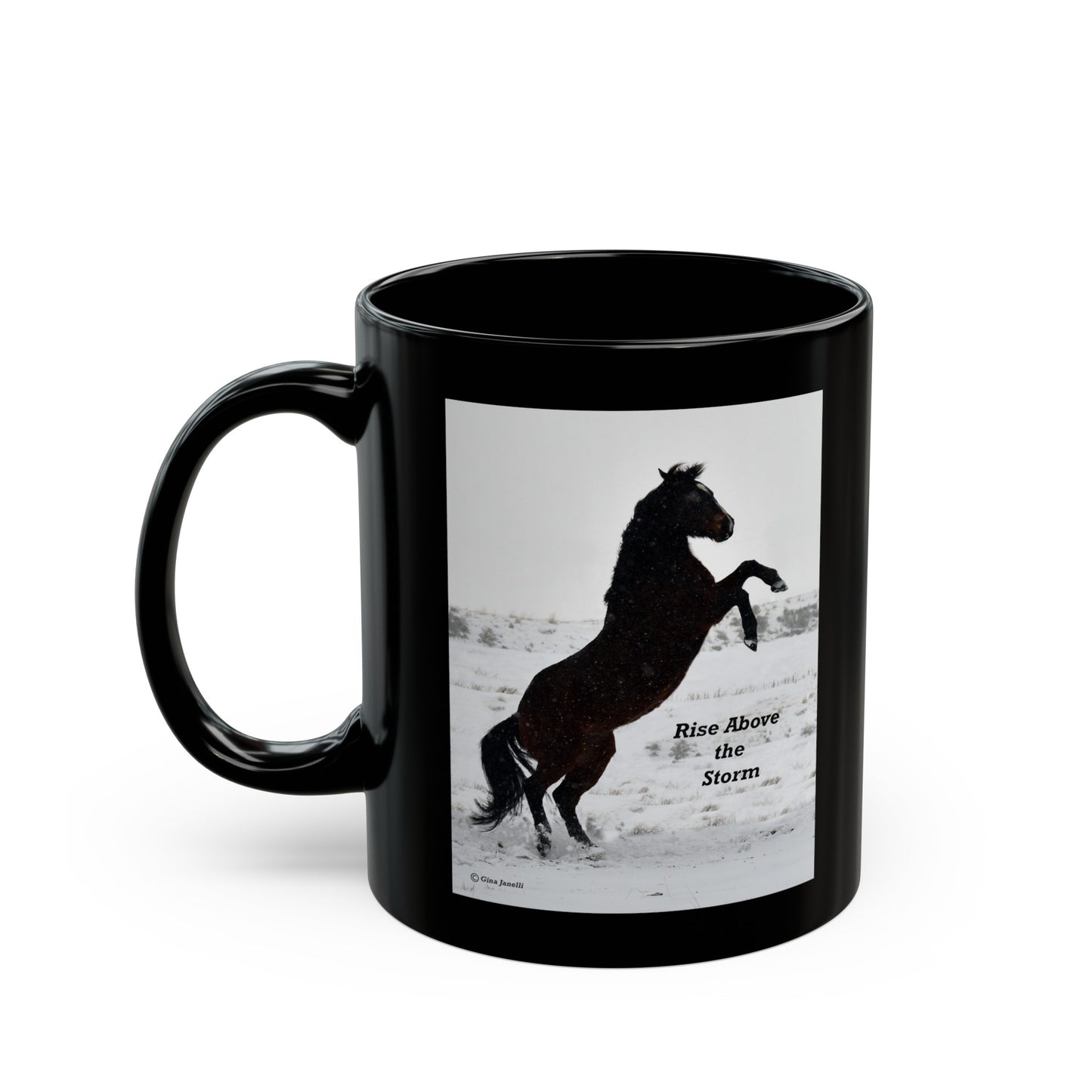 Rise Above the Storm Black Mug (11oz