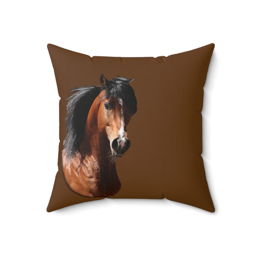 Bay Arabian Stallion  Spun Polyester Square Pillow