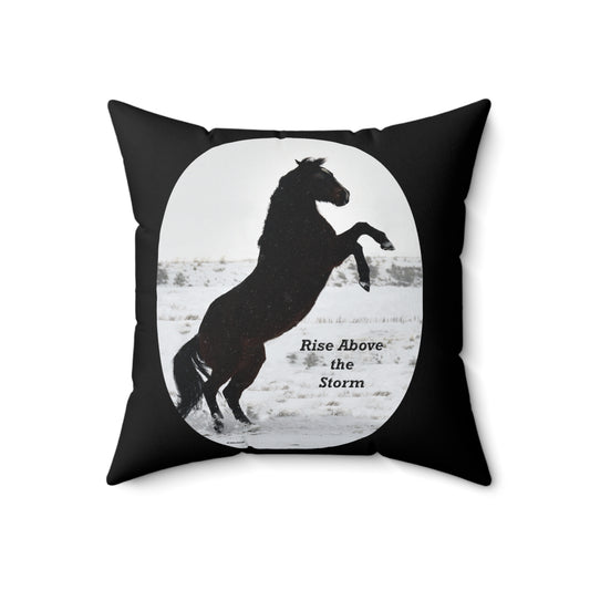 Rise above the storm - Quarter Horse    Spun Polyester Square Pillow