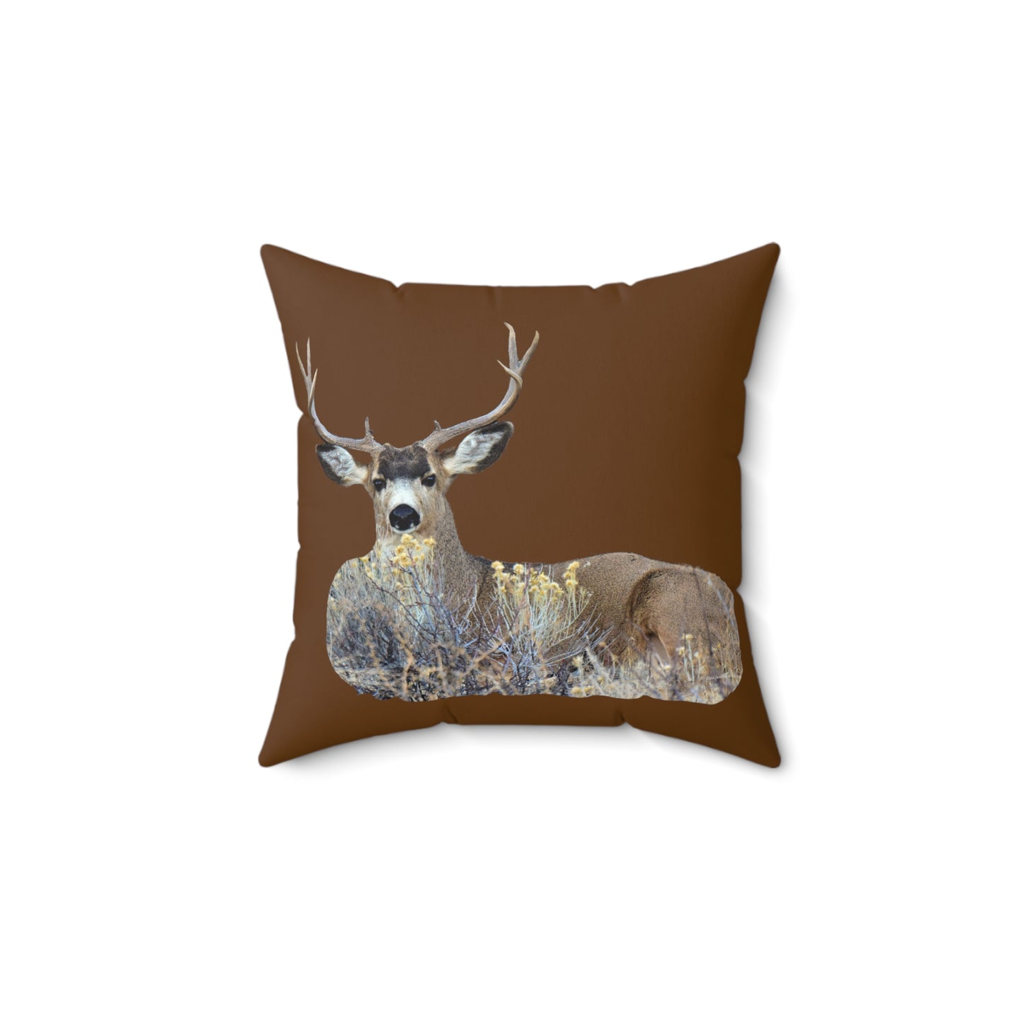 Mule Deer Buck Moment   Spun Polyester Square Pillow
