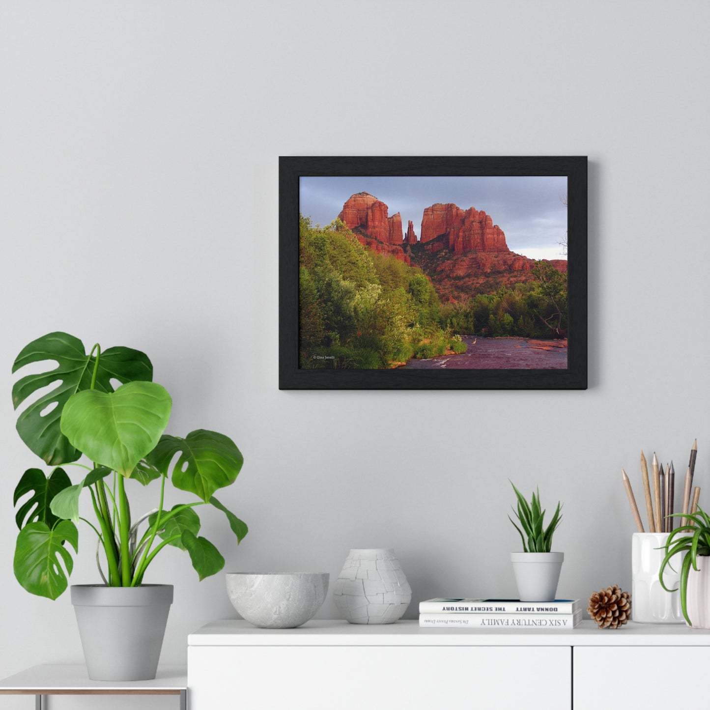 Cathedral Rock & Great Blue Heron, Sedona Az.                            Premium Framed Horizontal Poster