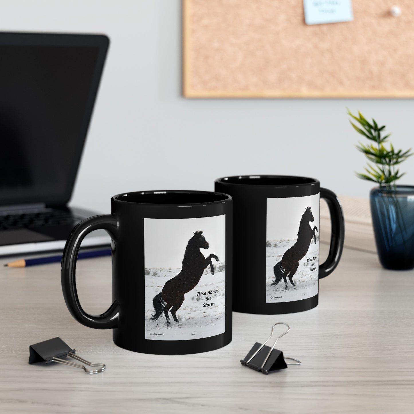 Rise Above the Storm Black Mug (11oz