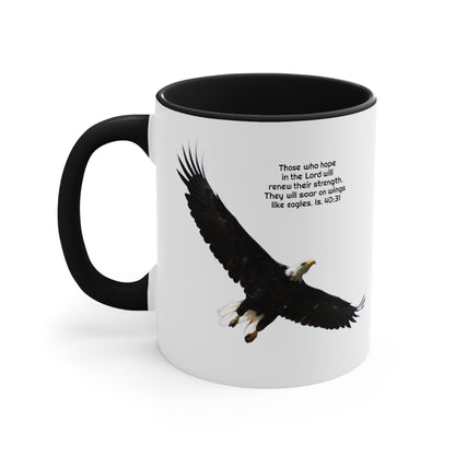 Soar as Eagles  Isaiah 40:31 - Bald Eagle    Accent Mug 11oz