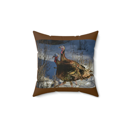 Wild Tom Turkeys   Spun Polyester Square Pillow