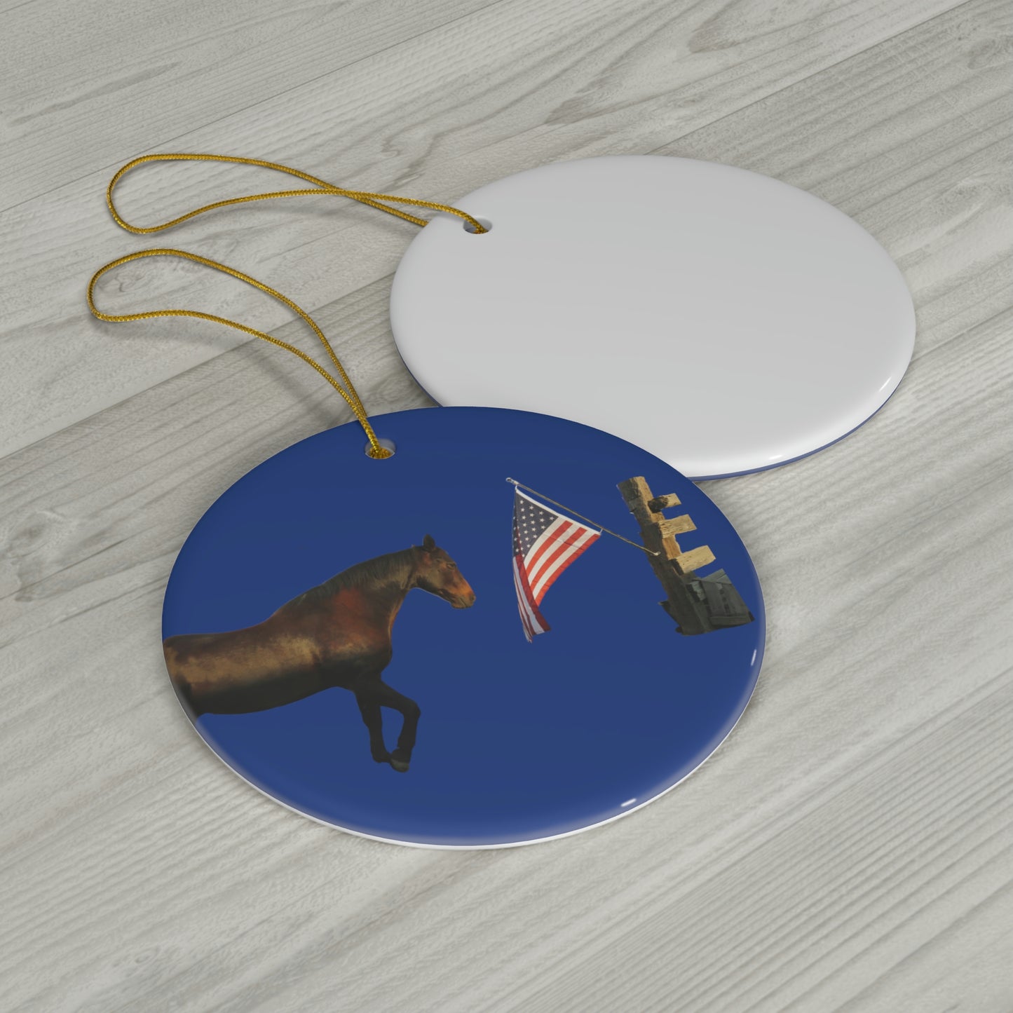 Pure Country - Cody Saluting  the Flag.    Quarter Horse    Ceramic Ornament, 2 Shapes
