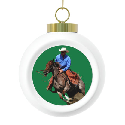 Cutting Horse Team. Quarter Horse     Christmas Ball Ornament