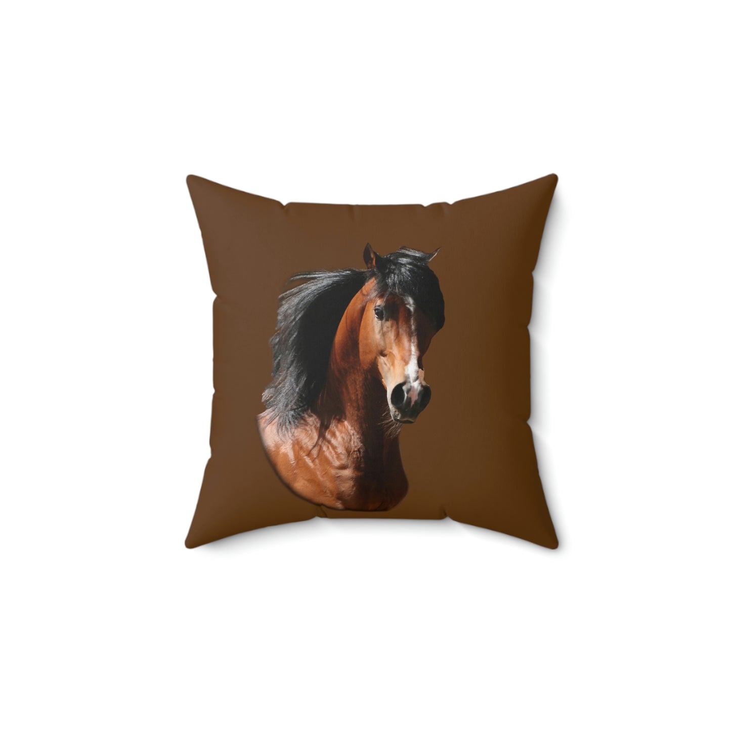 Bay Arabian Stallion     Spun Polyester Square Pillow