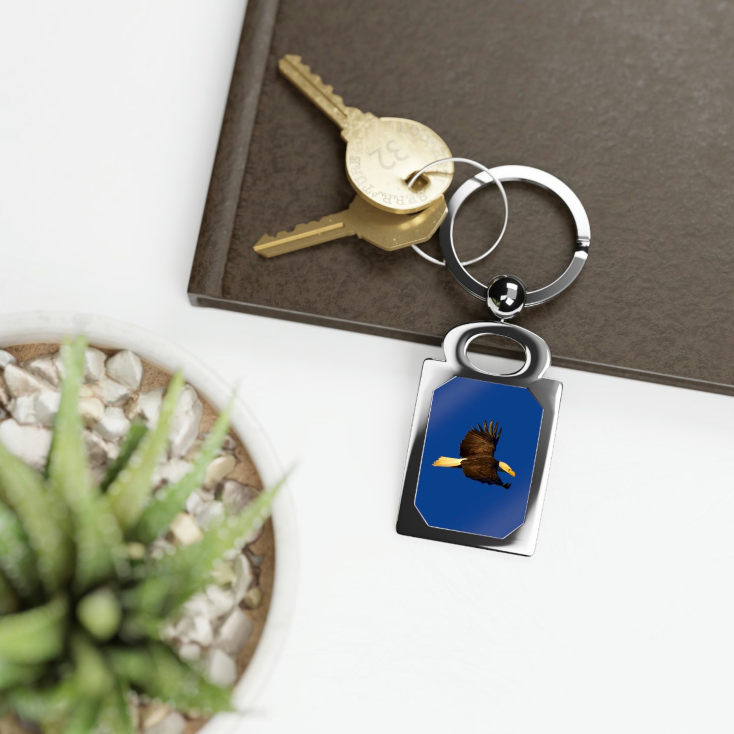 Bald Eagle Rectangle Photo Keyring