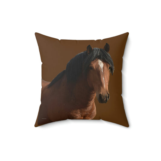 Young Stud, Wild Stallion   Spun Polyester Square Pillow