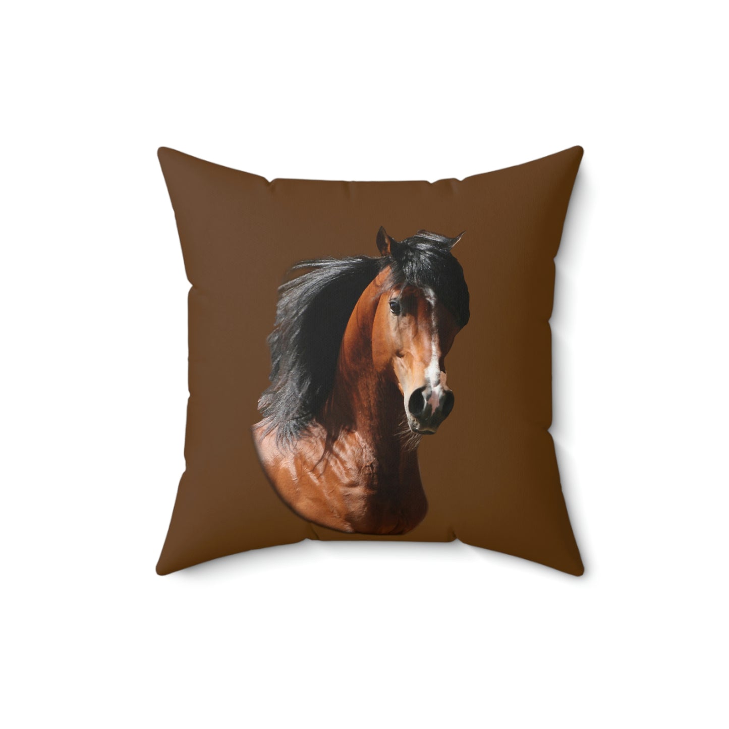 Bay Arabian Stallion     Spun Polyester Square Pillow