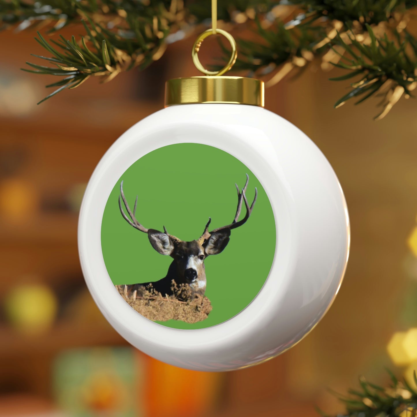 Mule Deer Buck Christmas Ball Ornament