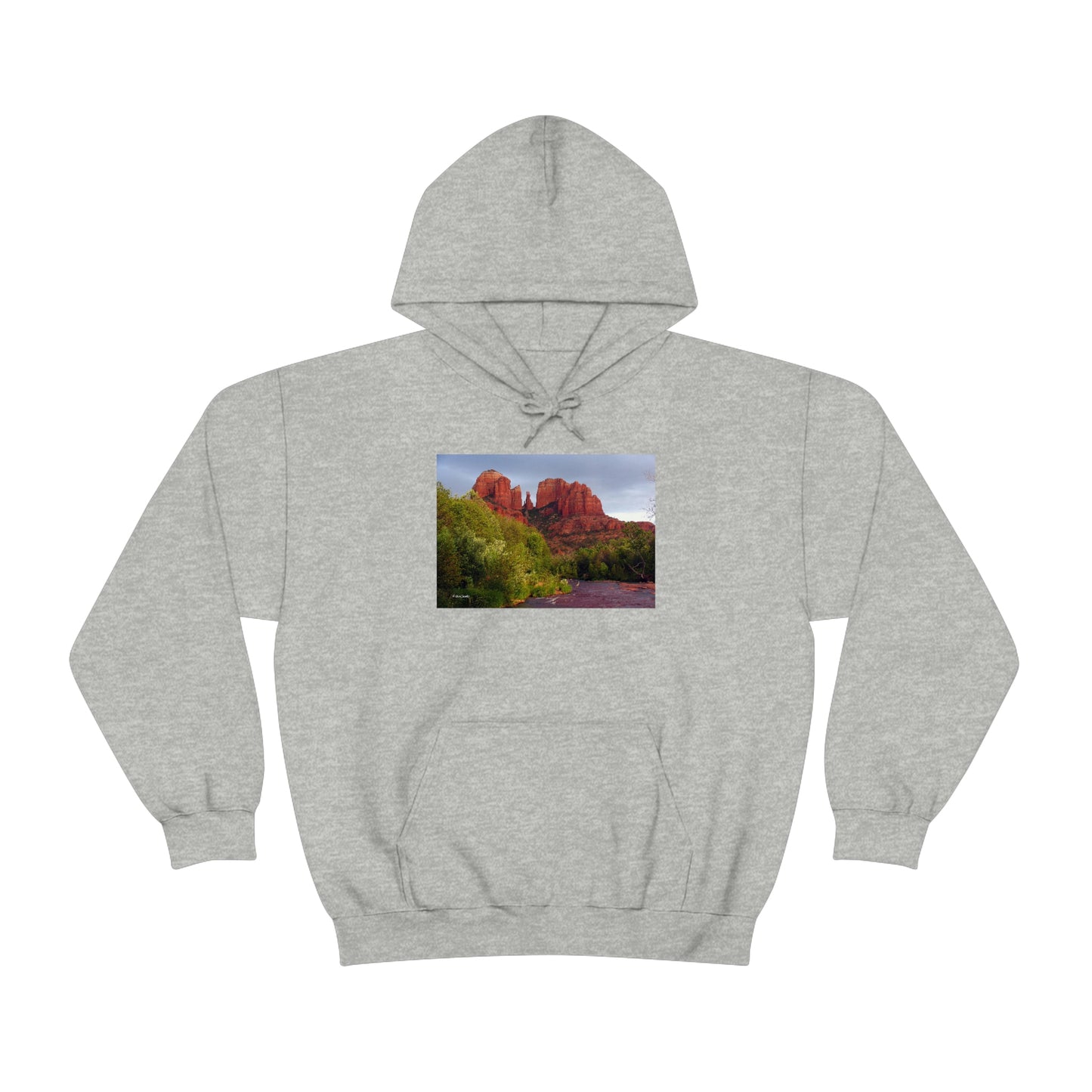 Cathedral Rock & Great Blue Heron, Sedona Az. Unisex Heavy Blend™ Hooded Sweatshirt