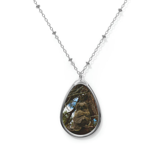 Great Horned Owls                             Oval Necklace