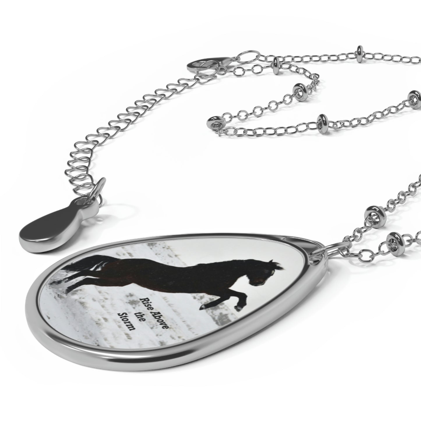 Rise above the storm - Quarter Horse  Oval Necklace
