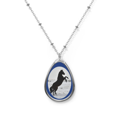 Snow storm - Quarter Horse    Oval Necklace