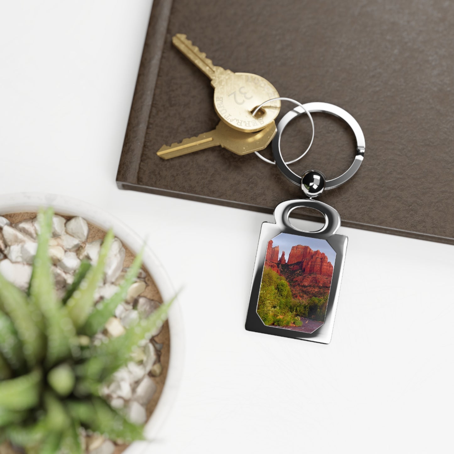 Cathedral Rock & Great Blue Heron, Sedona Az.                Rectangle Photo Keyring