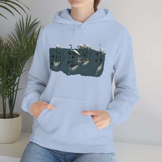 Egret and Black-necked Stilts                                                                 Unisex Heavy Blend™ Hooded Sweatshirt