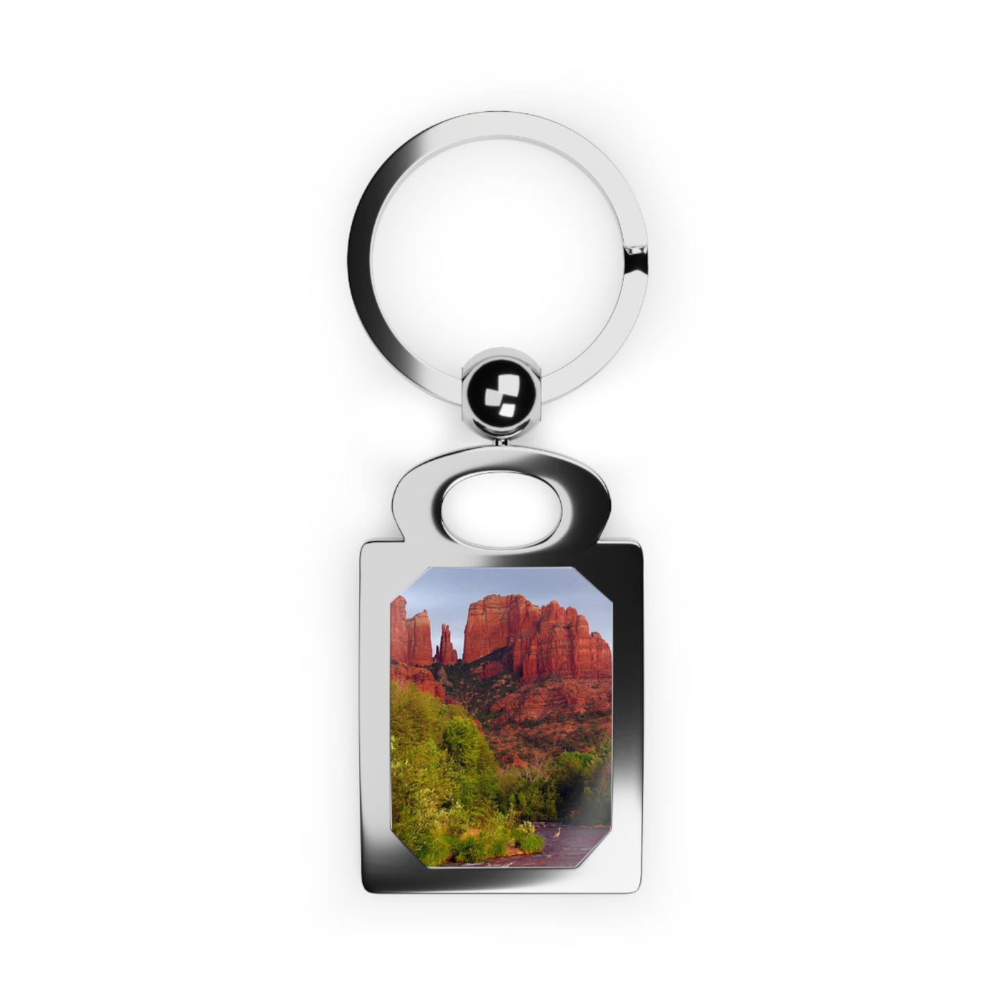 Cathedral Rock & Great Blue Heron, Sedona Az.                Rectangle Photo Keyring