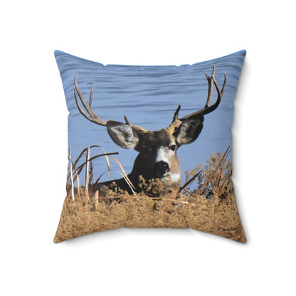 Mule Deer Buck       Spun Polyester Square Pillow