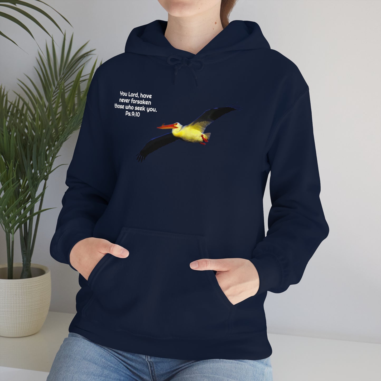 Ps. 9:10 with soaring Pelican                                 Unisex Heavy Blend™ Hooded Sweatshirt