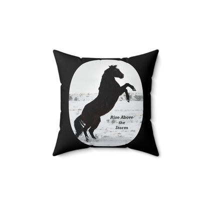 Rise above the storm - Quarter Horse    Spun Polyester Square Pillow