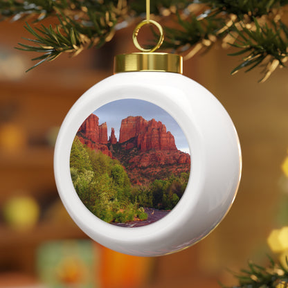 Cathedral Rock & Great Blue Heron, Sedona Az.      Christmas Ball Ornament