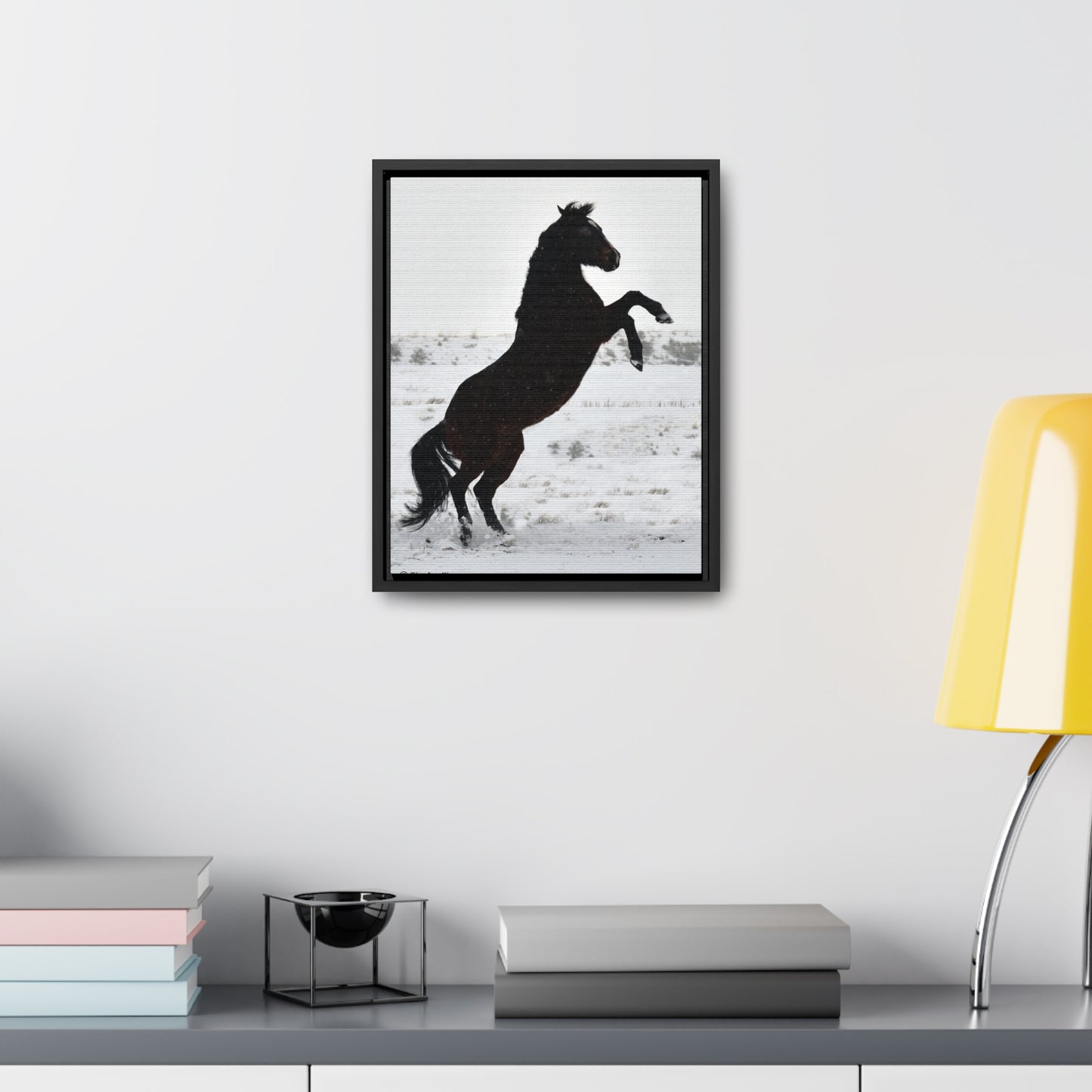 Snow Storm - Quarter Horse    Gallery Canvas Wraps, Vertical Frame