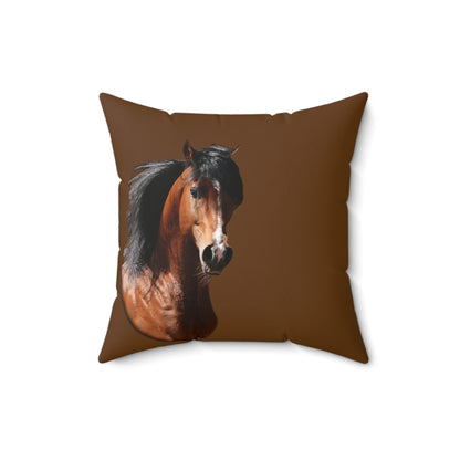 Bay Arabian Stallion  Spun Polyester Square Pillow