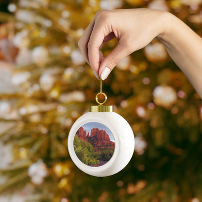 Cathedral Rock & Great Blue Heron, Sedona Az.      Christmas Ball Ornament