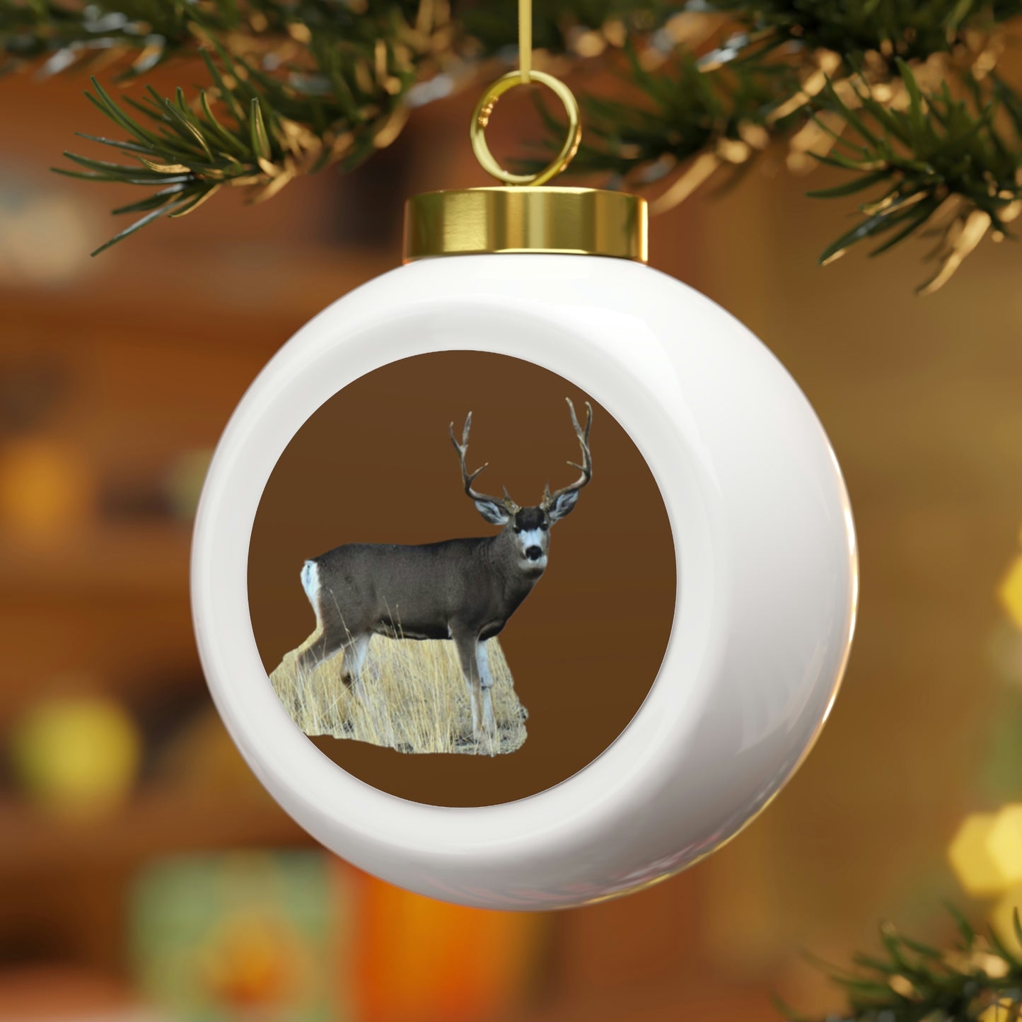 Standing Mule Deer Buck  Christmas Ball Ornament