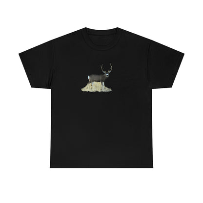 Standing Mule Deer Buck Unisex Heavy Cotton Tee