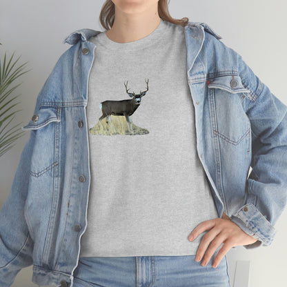 Standing Mule Deer Buck Unisex Heavy Cotton Tee