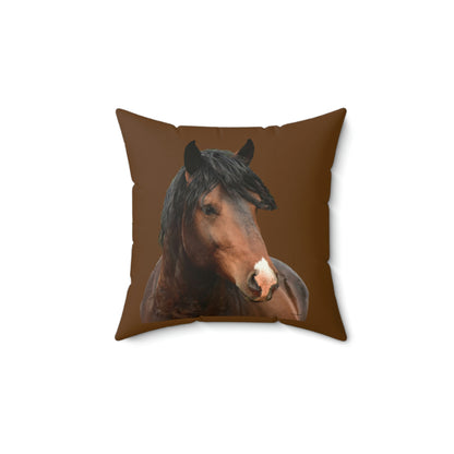 The Challenger, Wild Stallion   Spun Polyester Square Pillow