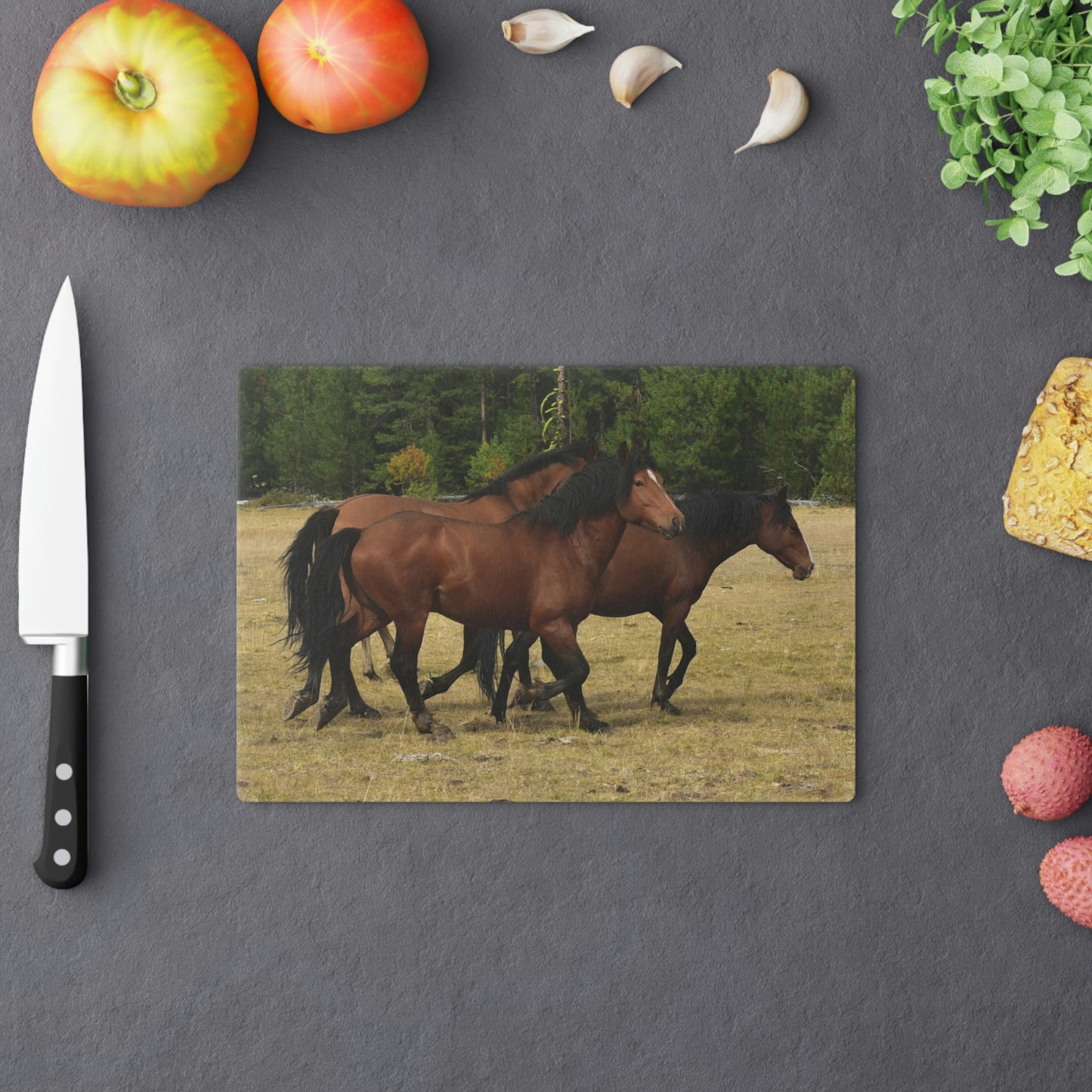 The Wild Bunch. Young Stallion and Mares.   Cutting Board