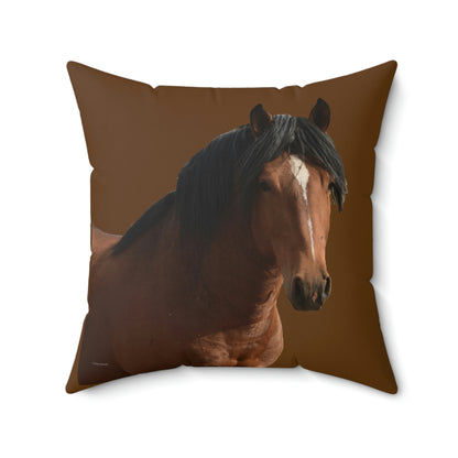 Young Stud, Wild Stallion   Spun Polyester Square Pillow