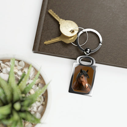 The Challenger, Wild Stallion Rectangle Photo Keyring